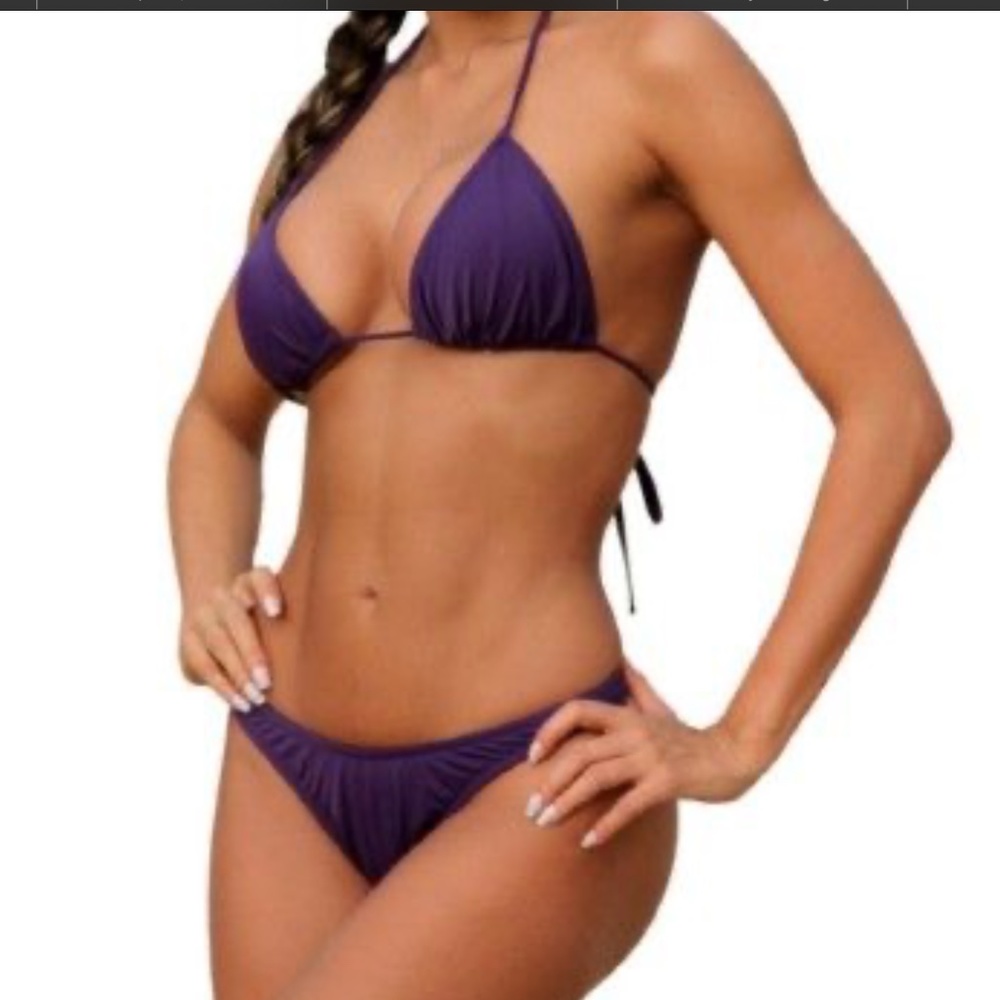 ABS Schwartz Blue Violet Halter Triangle Bikini L